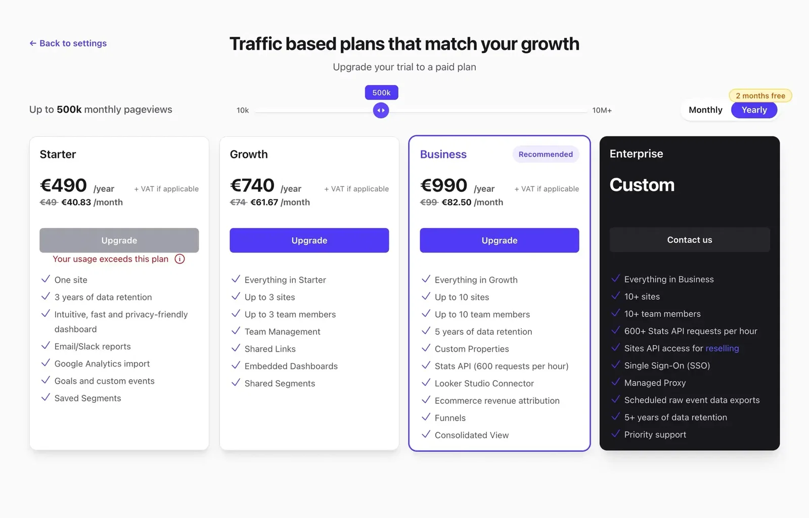 Choose your subscription tier